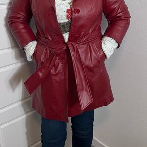 Vintage Metrostyle Deep Red 100% Leather Jacket